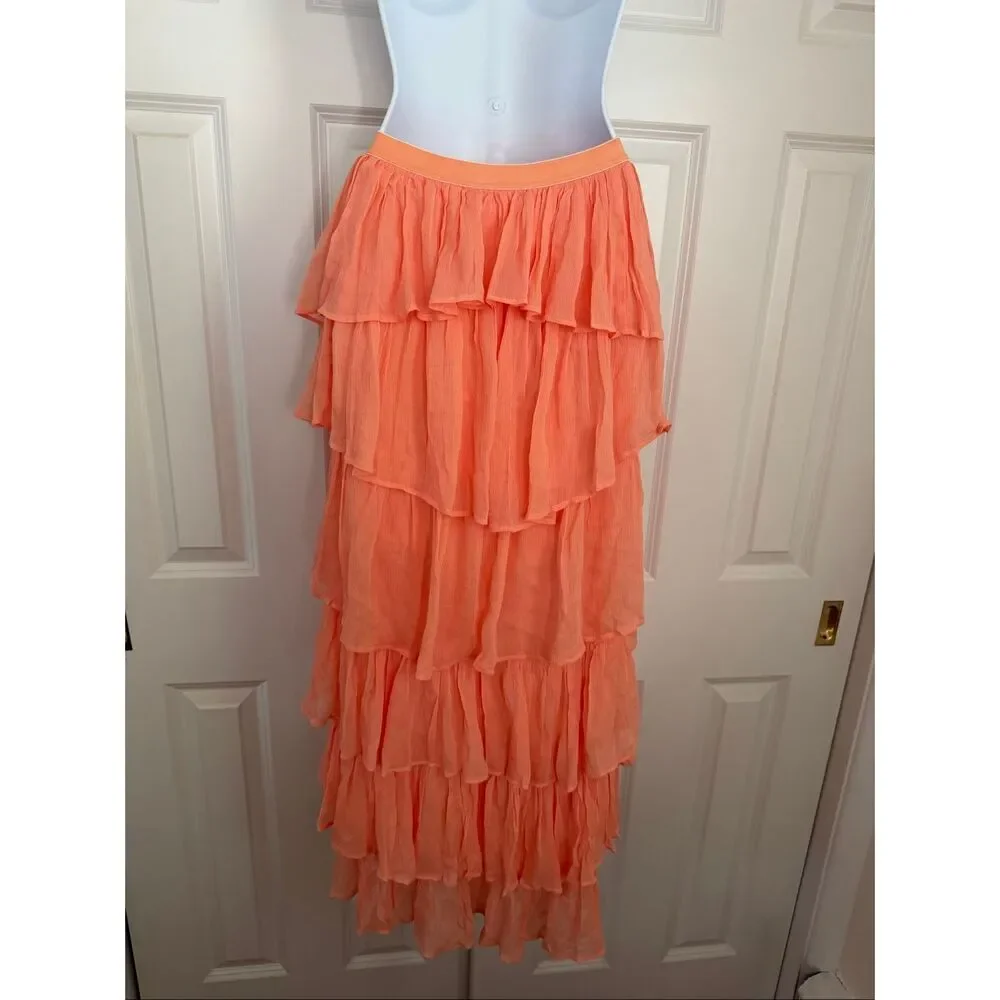 Anthropologie Tiered Ruffle High-Low Skirt